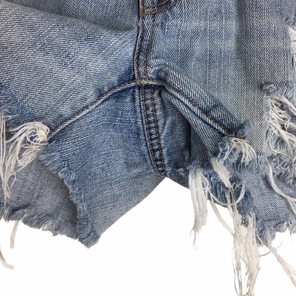 AMERICAN EAGLE Jean Shorts Cut Offs Distressed Denim 100% Cotton Festival Size 4 - Picture 5 of 12